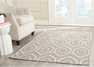 SAFAVIEH Dhurries Collection 4' x 6' Grey/Ivory DHU556G Handmade Flatwea...