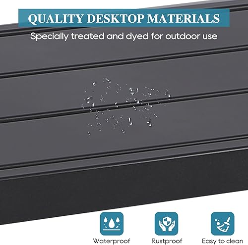 Miniatura 5 de Mesa de bar al aire libre, consola de patio con marco de acero recubierto de polvo, resistente a la intemperie, parte superior impermeable para