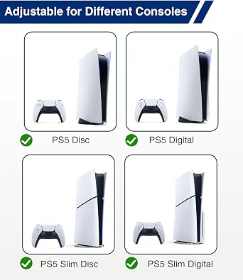 Console Holder Wall Mount for PS5: Black Gaming Stand for PlayStation 5 and 2 Controller Stand Kits
