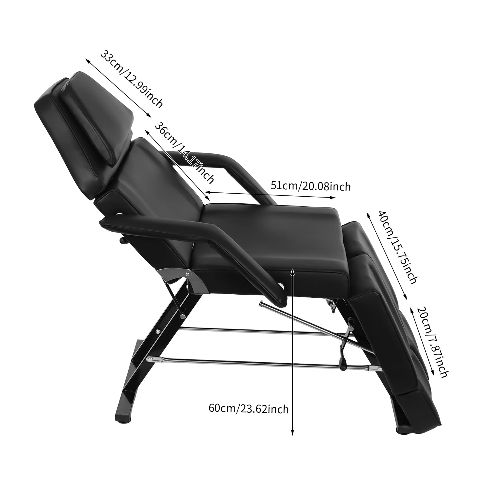 Namiose Massage Bed Portable Professional Tri-Fold Tattoo Table Facial Care Spa Lash Chair Multipurpose Headrest, Face Cradle, Armrests Black