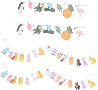 Garneck 4 Conjuntos De Decoração De Aniversário Bandeiras Penduradas Decoração Havaiana Banner De Serapilheira Infantil Bandeira De Aniversário Bandeira Animal Bandeira De Aniversário