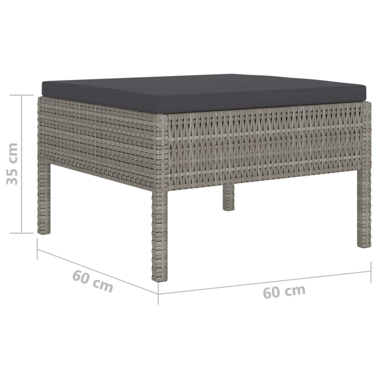 Tidyard 4-TLG. Polyrattan Garten Lounge Set mit Auflagen Lounge Sitzgruppe Gartenmöbel Garnitur Couch-Set Gartenlounge Sofa Hocker für Outdoor Garten Terrasse Poly Rattan Grau