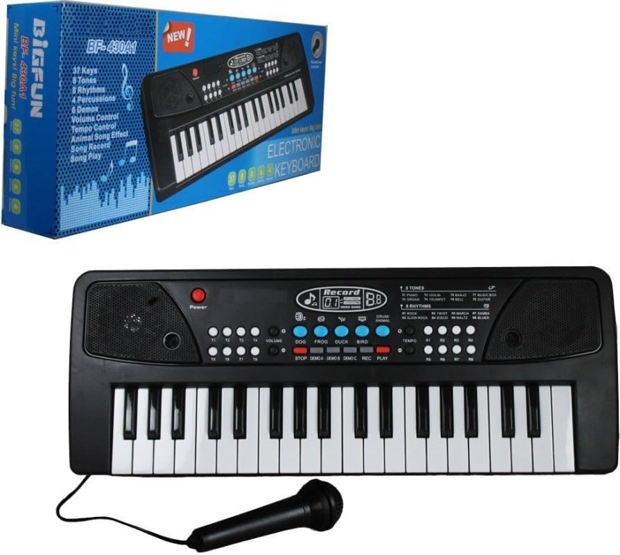Bestie Toys Toy 37 Bigfun Piano Keyboard Toy for Kids with Mobile Charger Power Option, USB Cable and Recording-Latest Edition (Black) (Black)-image-16