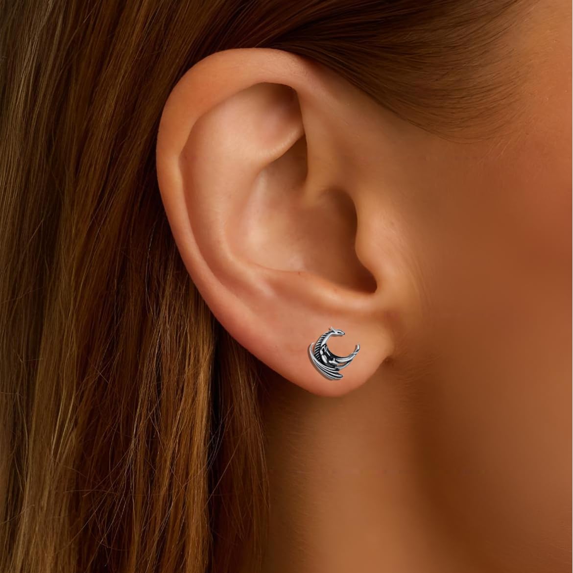 Drachen Ohrstecker 925 Sterling Silber Unisex-Ohrringe für Frauen und Männer