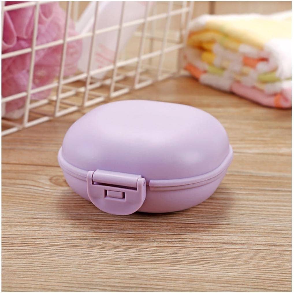 soap dish， Holder Plastic with Lid Soap Box Dish Plate Case Shower for Home Camping Travel(P)
