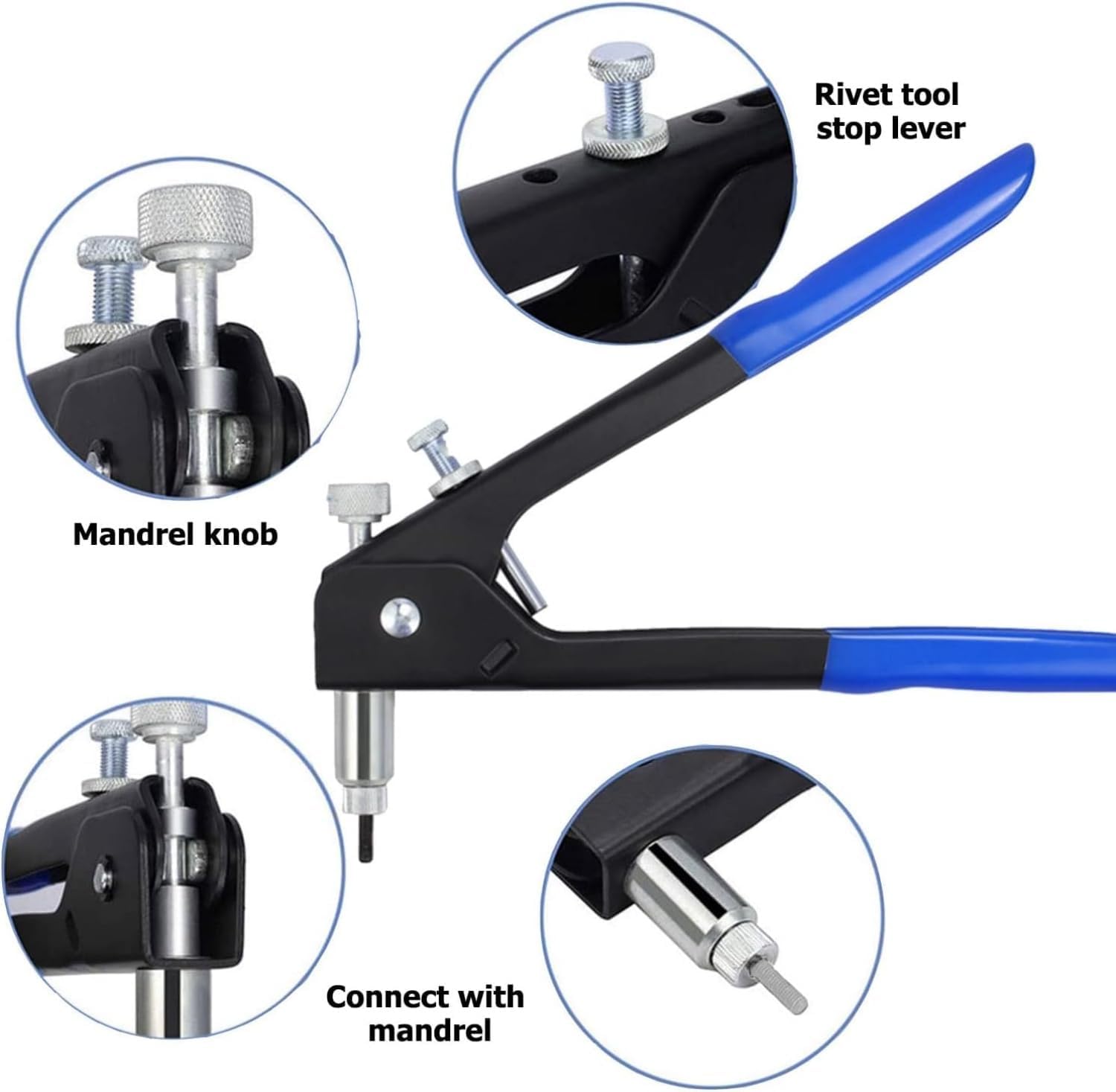 Set di 86 rivettatrici manuali, kit di utensili per rivetti con dado filettato M3/M4/M5/M6/M8 e mandrino