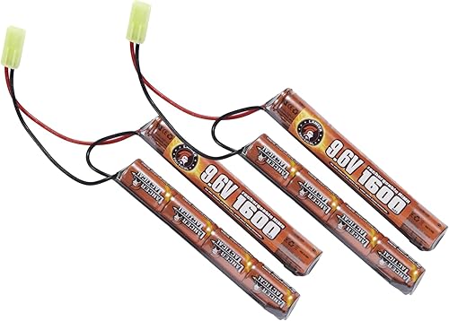 Lancer Tactical Nimh Airsoft Battery Compatible with Lancer AEG Airsoft,Pack of 2 (9.6V, 1600 mAh Nunchuck)