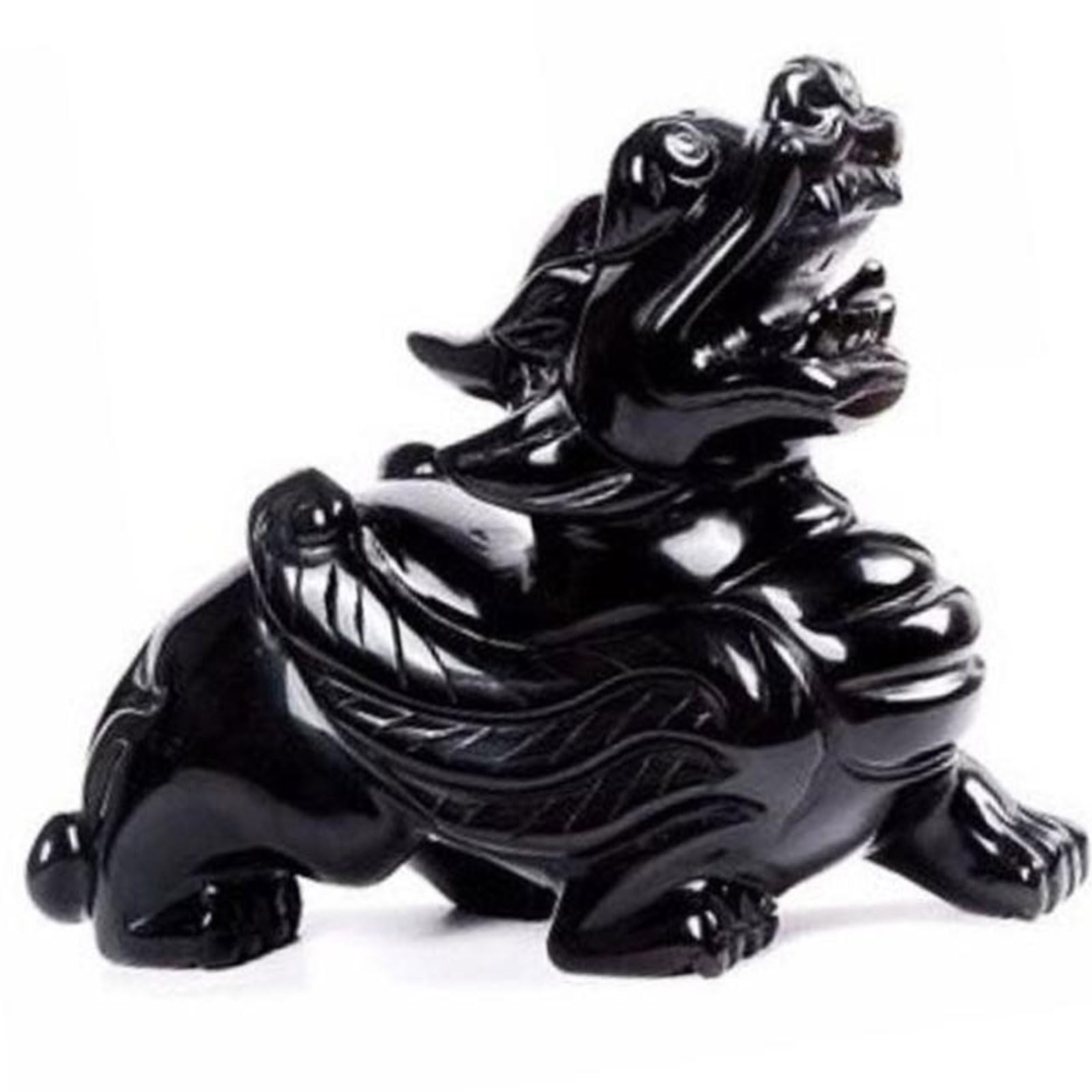 2 Piezas de Adornos Decorativos de obsidiana Negra Pi Xiu/Pi Yao,