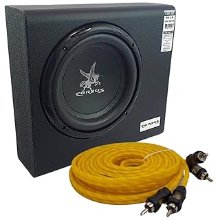 Caixa automotiva amplificada mini slim subwoofer 8'' corzus 200w +