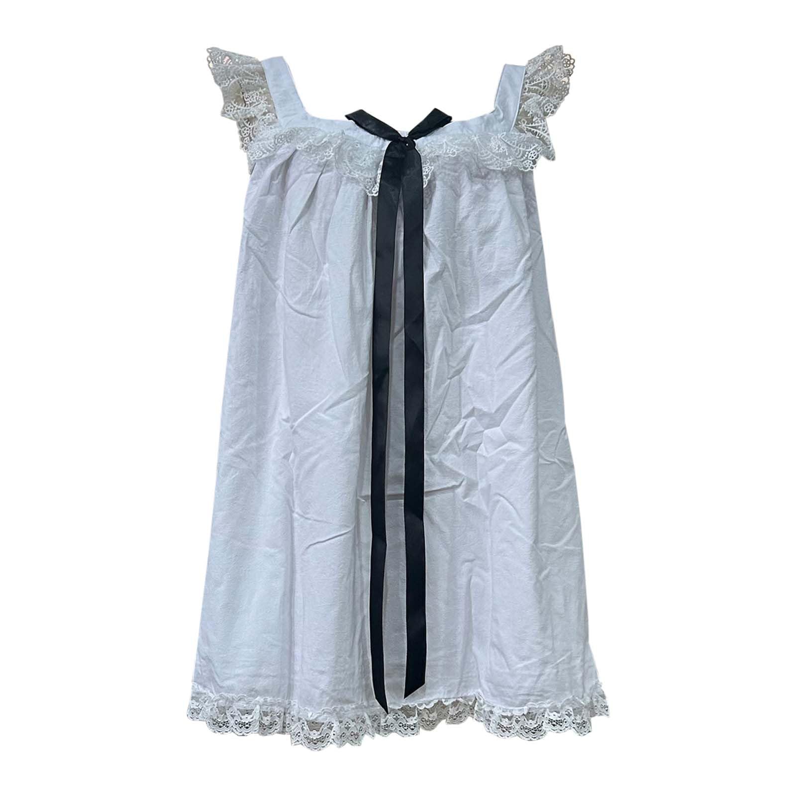 Vestido de verano para mujer con lazo sin espalda y ribete de encaje, suelto para bebé