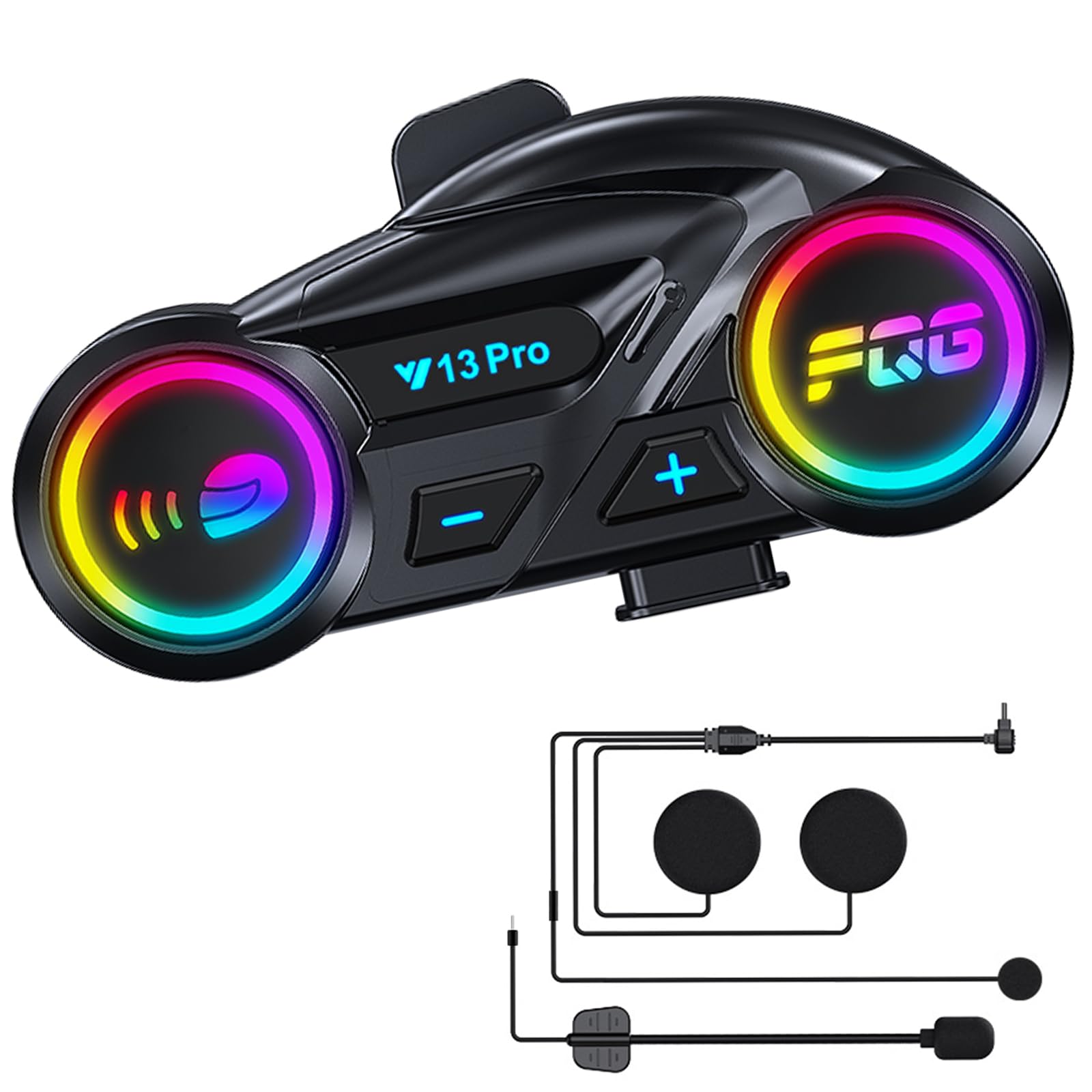 Motorcycle Helmet Bluetooth Headset, 2-Way 500M Helmet Intercom Headset 2 Riders Intercom Communication Systems with CVC Noise Cancellation 2 Type Mics FM Radio Waterproof for ATV/Snowmobile (1 Pack)