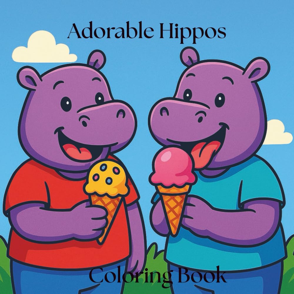 Adorable Hippos Coloring Book
