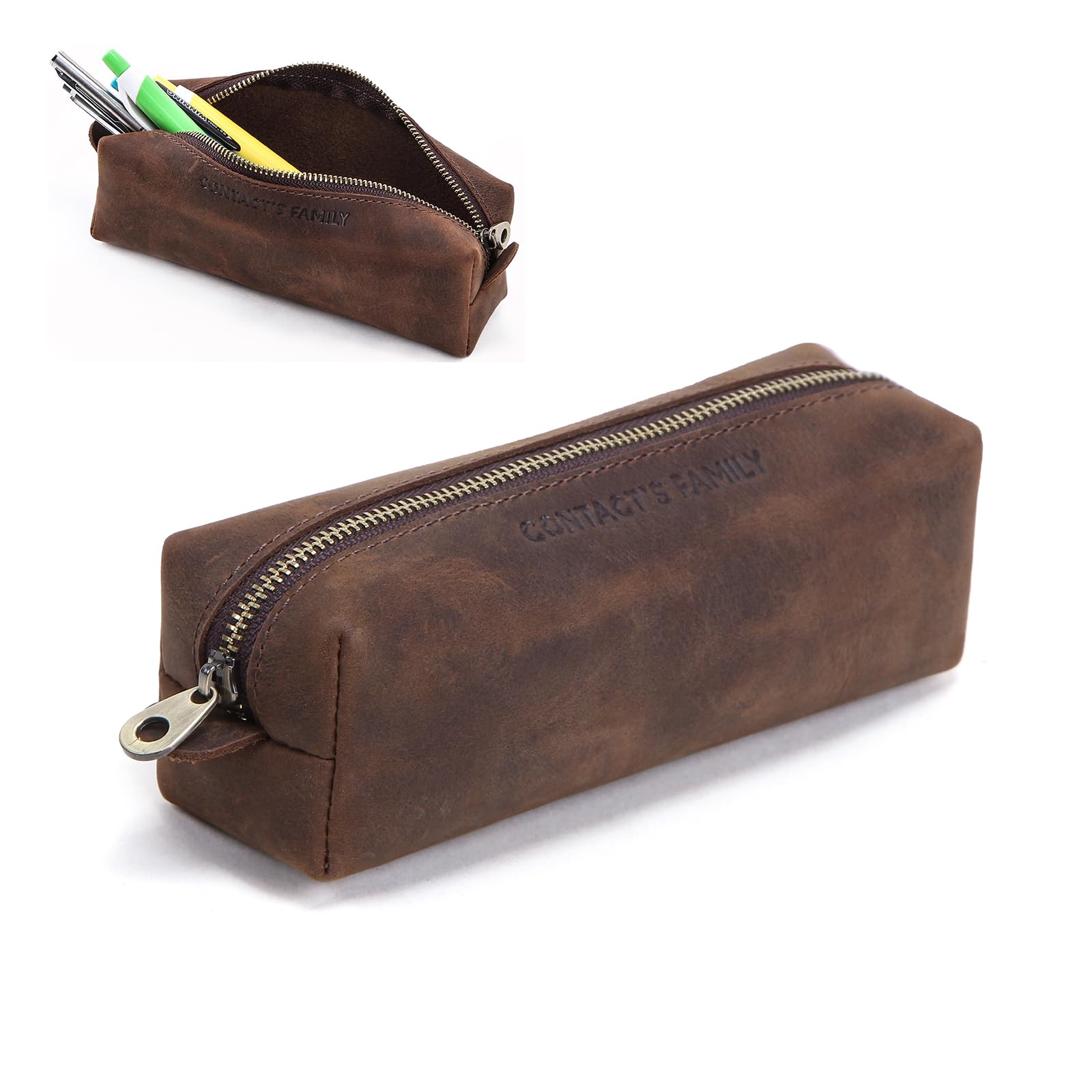 CONTACT'S FAMILY Vintage Top Grain Leather Pencil Case