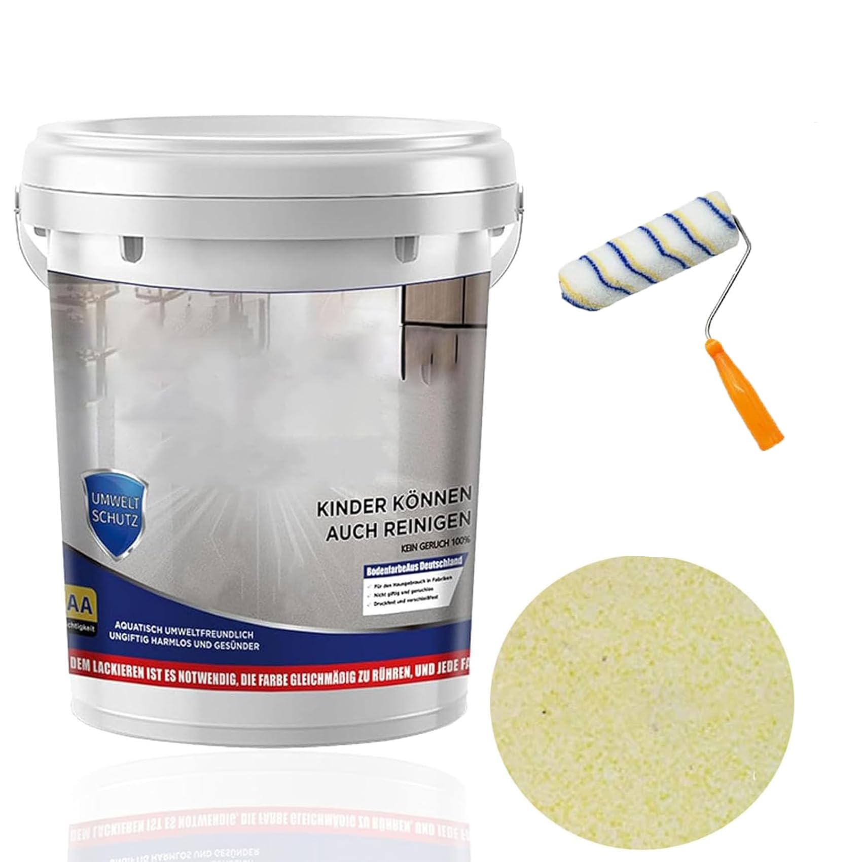 Gooti Epoxy Floor Paint, Gooti Self Leveling Epoxy Colored Sand Floor Paint, Epoxy Sand FloorPaint for Concrete, Resistant And Non-Slip, for High Gloss Marble Effect Garage Coating (Beige Yellow)