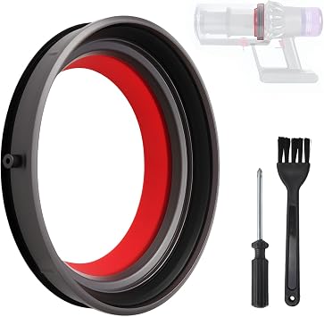 Dust Bin Top Sealing Ring Replacement | Compatible with dyson v10 sv12, red bin seal part with torx screwdriver and cleaning brush