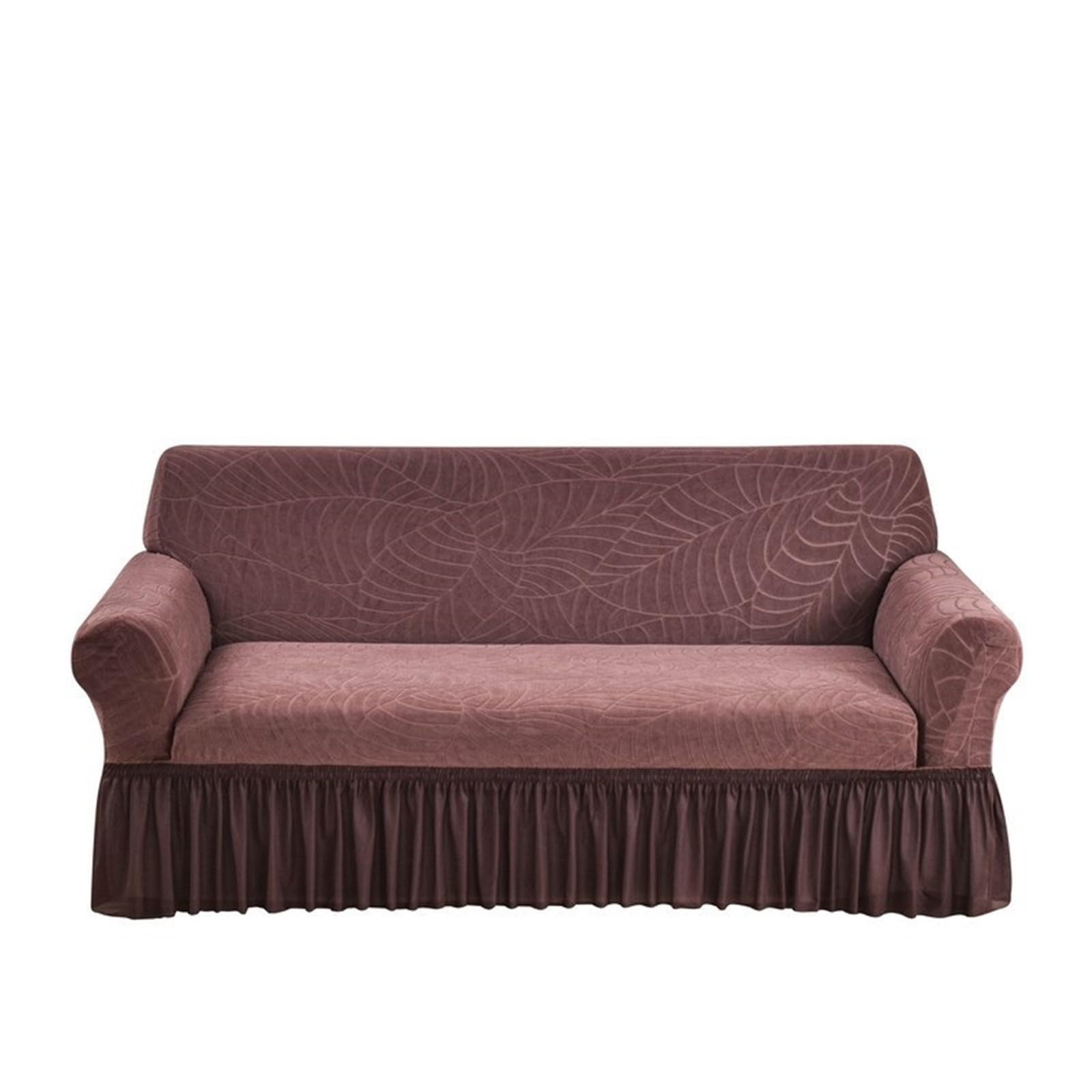 YDYAENIO Sofa Seat Cover with Skirt 1PC Waterproof Stretch Sofa Skirt Cover Adjustable Elastic Slipcovers for Living Room, Hotel(Brown,2 seater(145-180cm))