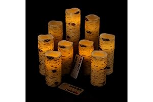 Battery Operated Birch Effect LED Flameless Pillar Candle Set