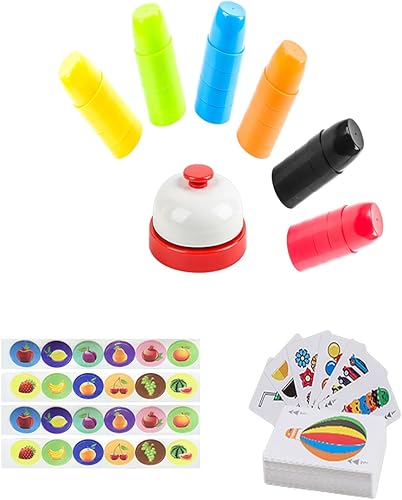 Miniatura 5 de Juego de 1 juego de tazas rápidas, tazas interactivas de apilamiento rápido con tarjetas y campana a juego de colores, juguete sensorial educativo