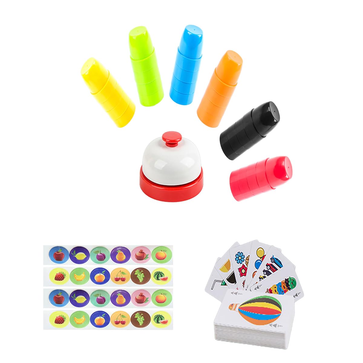 1 Set Quick Cups Games,Speed Cup Game Set for Family,54 Cards,24 Cups,24 Stickers,1 Bells,Classi Stacks Cups Set for Ages 14+