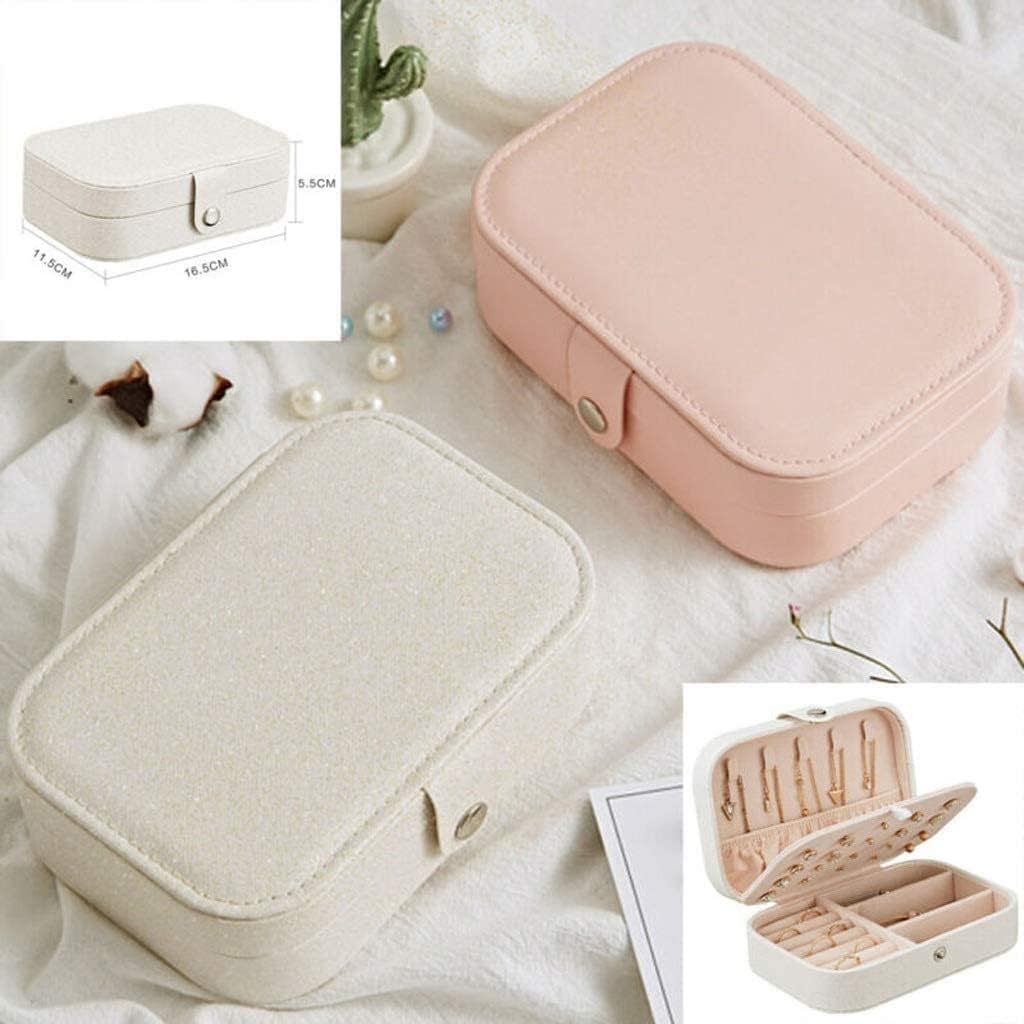 Girls Jewelry Box Jewelry Organizer Jewelry Cabinet Portable Jewelry Box Button Leather Storage with Zipper Universal Jewelry Organizer Display Watch Box () ()