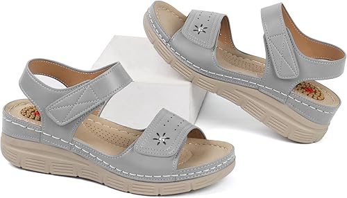 Miniatura 5 de JABASIC Sandalias cómodas para mujer, sandalias ortopédicas para caminar, sandalias ortopédicas con soporte para el arco