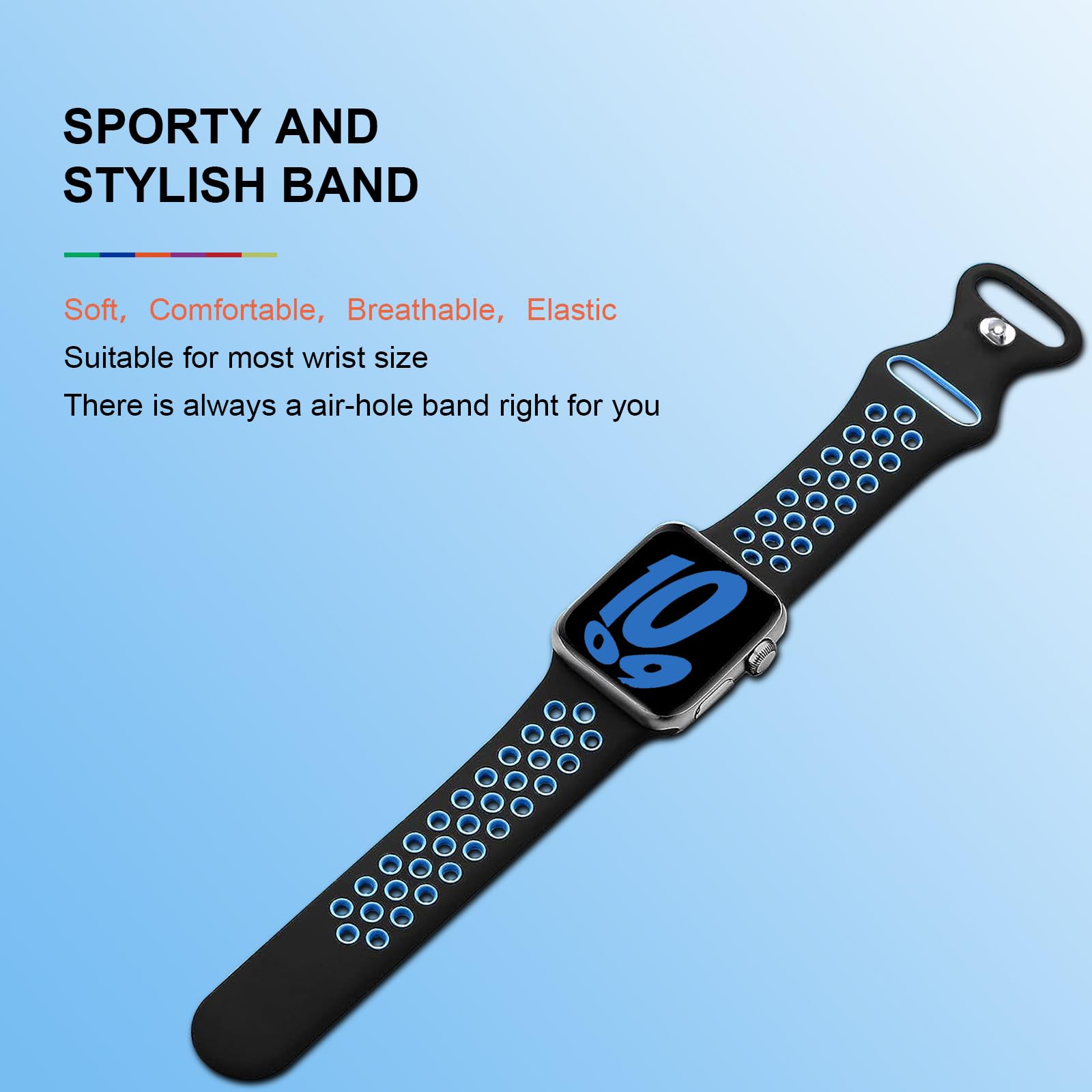 Gulemfy Compatibile per Apple Watch Cinturino - Cinturino 44mm 42mm 45mm 49mm 38mm 40mm 41mm, Sportiva Cinturini Silicone Morbido e Traspirante per iWatch Series SE 8 7 6 5 4 3 Ultra