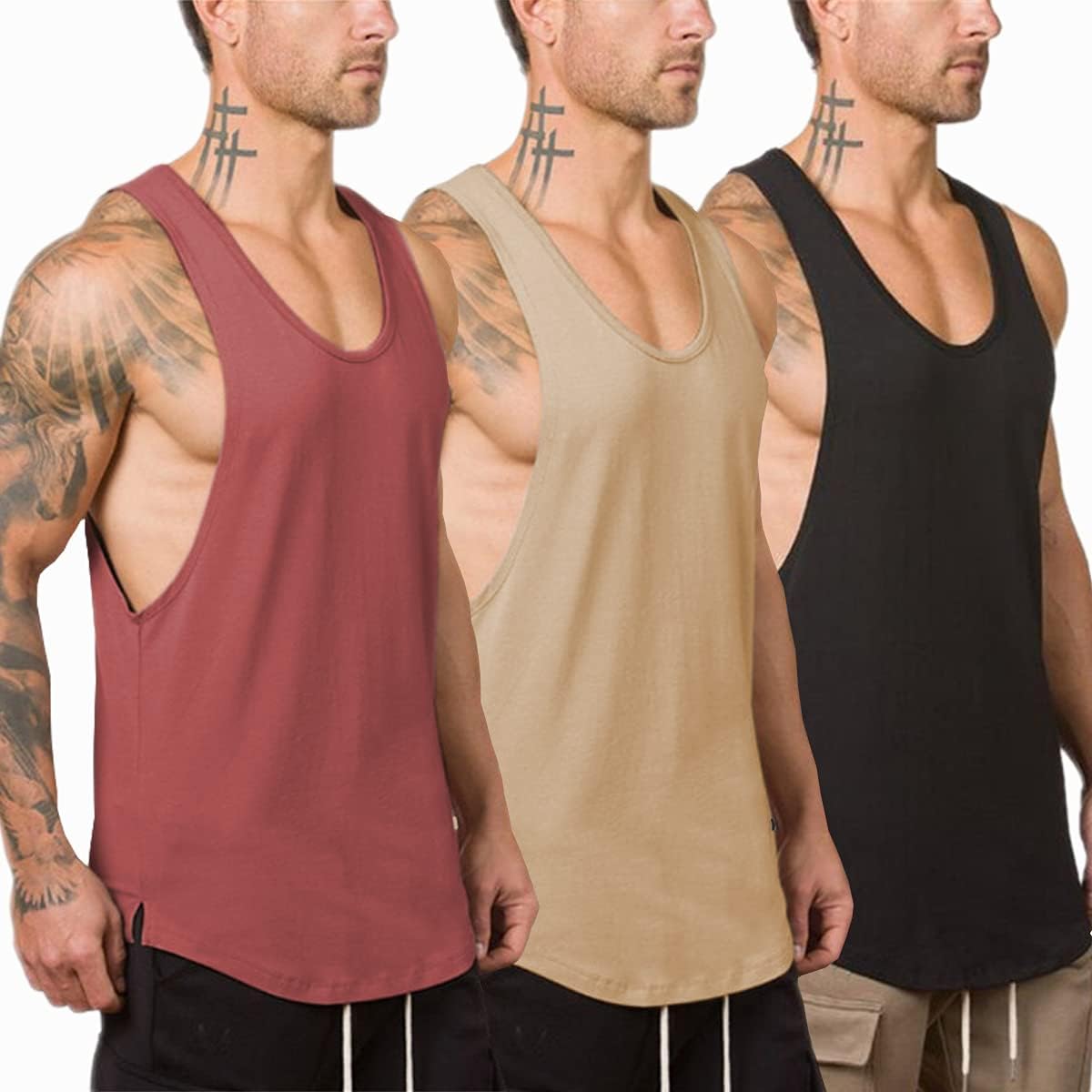 Muscle Killer Men's Muscle Gym Workout Stringer Tank Tops Bodybuilding Fitness T-Shirts 1/2/3 Pack