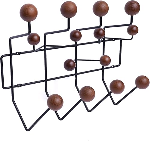 BJTDLLX Práctico perchero de madera montado en la pared, moderno colgador de pared ganchos de caramelo con bolas de madera de nogal macizo pintadas,