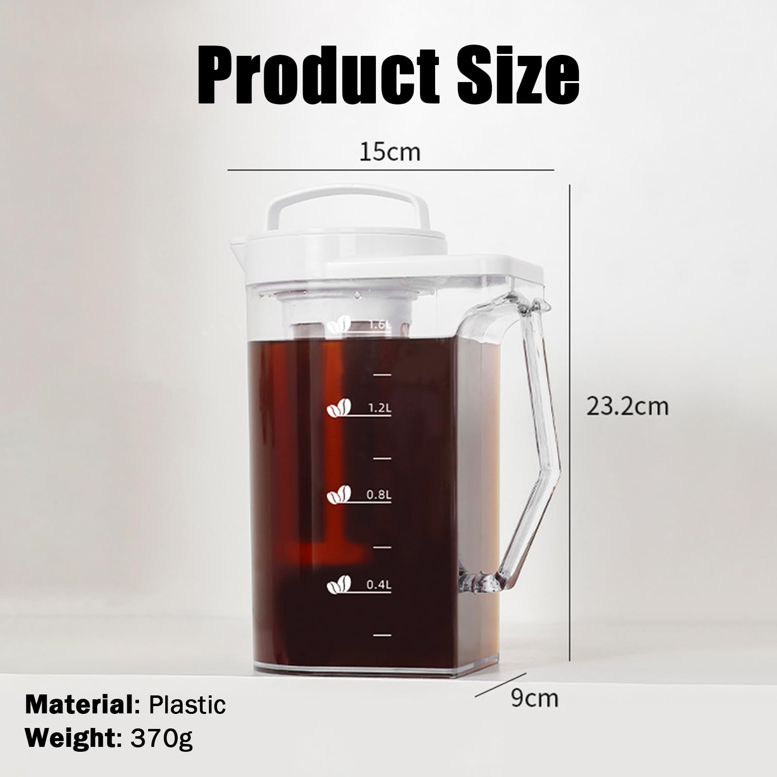 Ideal Swan Cafetière à infusion à froid 1,6 L avec filtre à maille fine, grande capacité