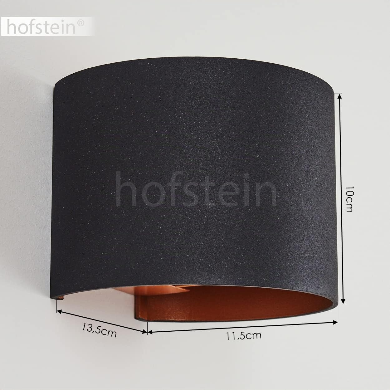 Wandleuchte Badajoz, moderne Wandlampe aus Metall in Schwarz/Kupferfarben, runde Leuchte m. verschiedenen Lichteffekten, Up&Down Leuchte, 1-flammig, 1x G9, ohne Leuchtmittel