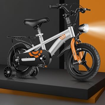 Kids Bike Bicycle with LED Light Kids Bike Kids Bike with Training Wheels Kids 12 14 16 Inch Bicycle Boys Girls Cross Bike 3 4 5 6 7 8 9 10 Years Old Kids Bike Flashing Bike Backseat Safety