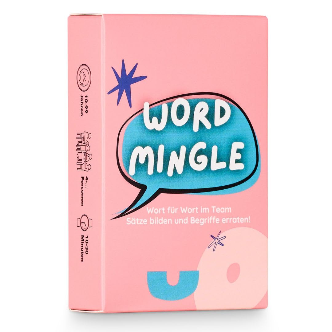 WORD MINGLE - Wort für Wort im Teamwork Sätze bilden und Begriffe erraten | Kartenspiel perfekt für lustigen Spieleabend mit Freunden & Familie