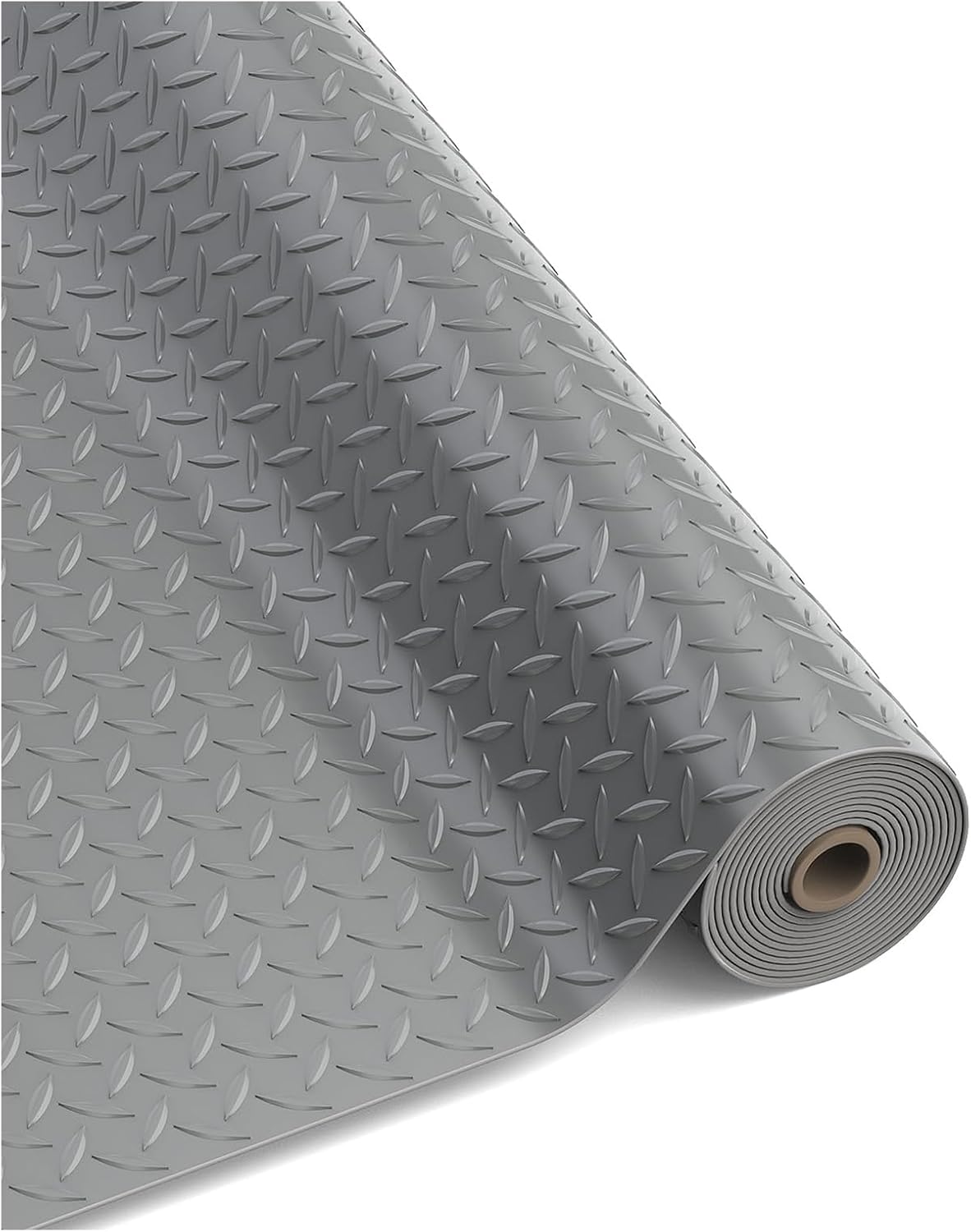 Garage Floor Mat, 4x9.8 FT Diamond Plate Flooring Mats Roll, 1.5mm Thick Heavy Duty Parking Pads, Non-Slip Waterproof Floor Protector for Basement Gym Shop,Gray