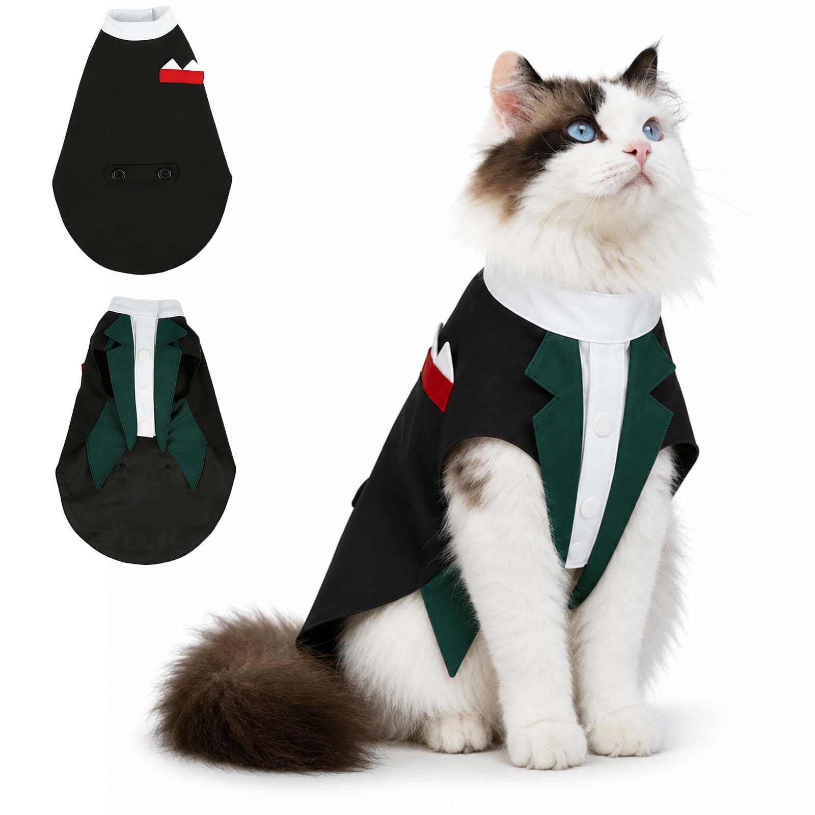 Traje de esmoquin para gatos con acabados de alta sastrería para mascotas