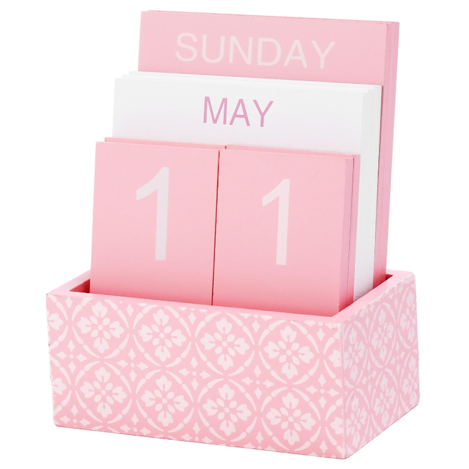 Calendrier Perpétuel en Bois Rose, Calendrier de Bureau 2026 avec Blocs à Retourner, Affichage Date/Mois/Semaine, Décor de Table Élégant pour Femme, Cadeau Maison et Bureau