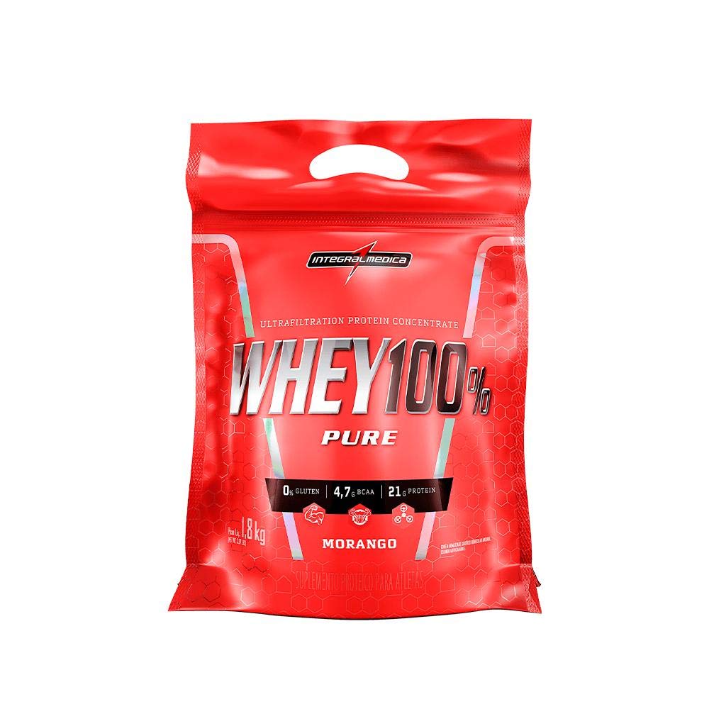 Whey 100% Pure 1,8kg Pouch Integralmedica - Morango