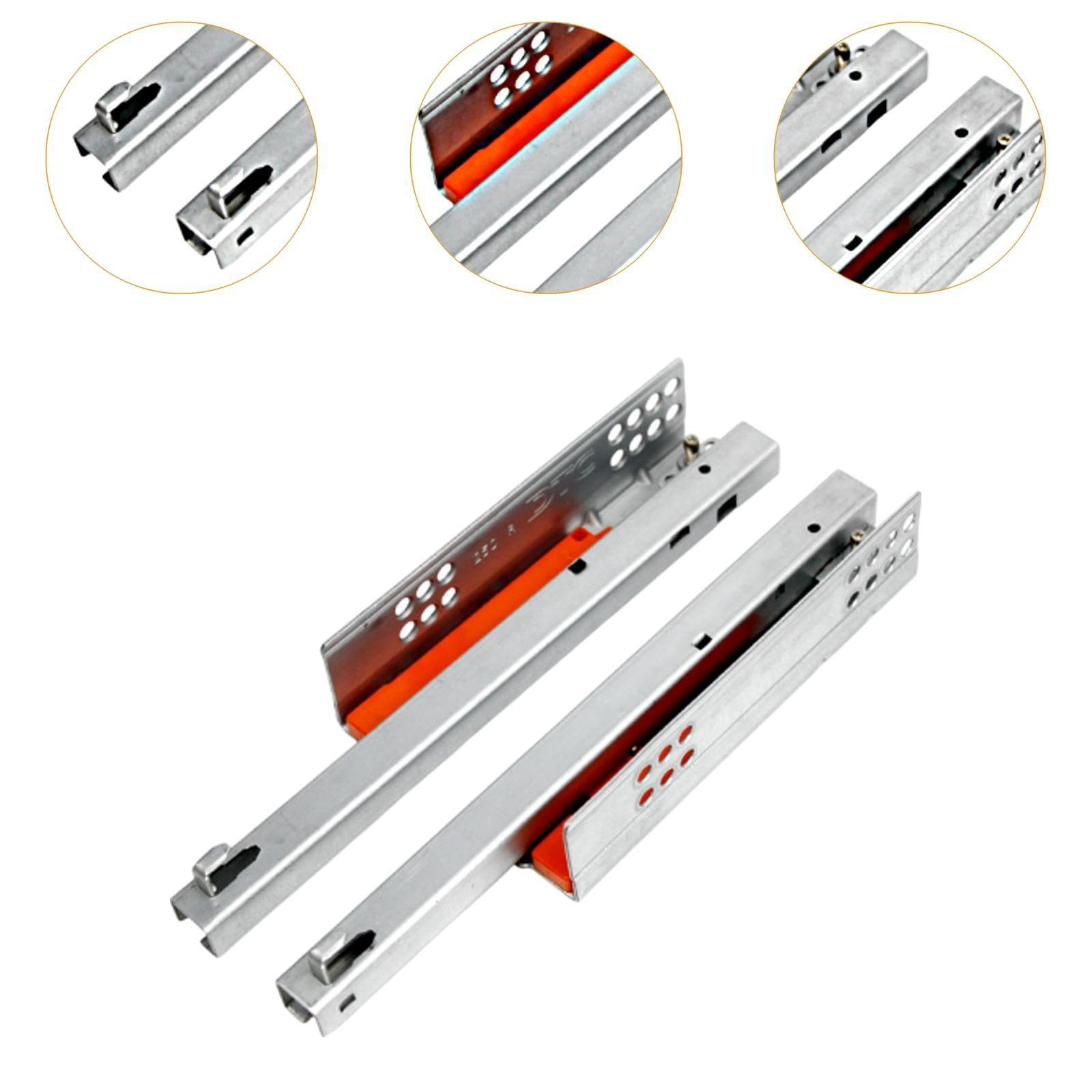 2 Piezas Rieles Correderas Cajón Apoyo Inferior Empuje para Abrir Cierre Suave Montaje Instalación Simple Recomendado para Muebles de Cocina Sa, Longitud 40cm