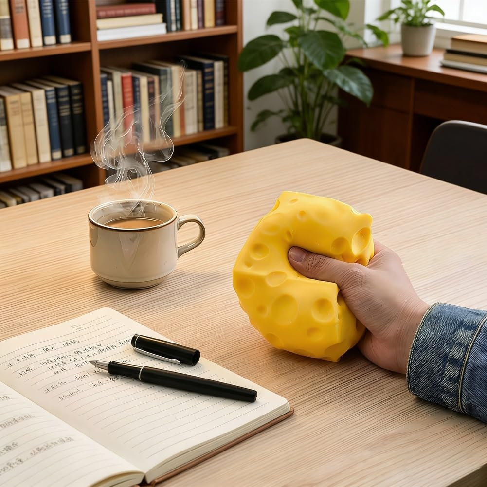 Big Cheese Squishy, Giant Jumbo Squishy Cheese Block, Large Food Squishies Cube, Novelty Stress Relief Fidget Toy, Slow Rising Squeeze Rebounding Sensory Gifts for Adults Birthday