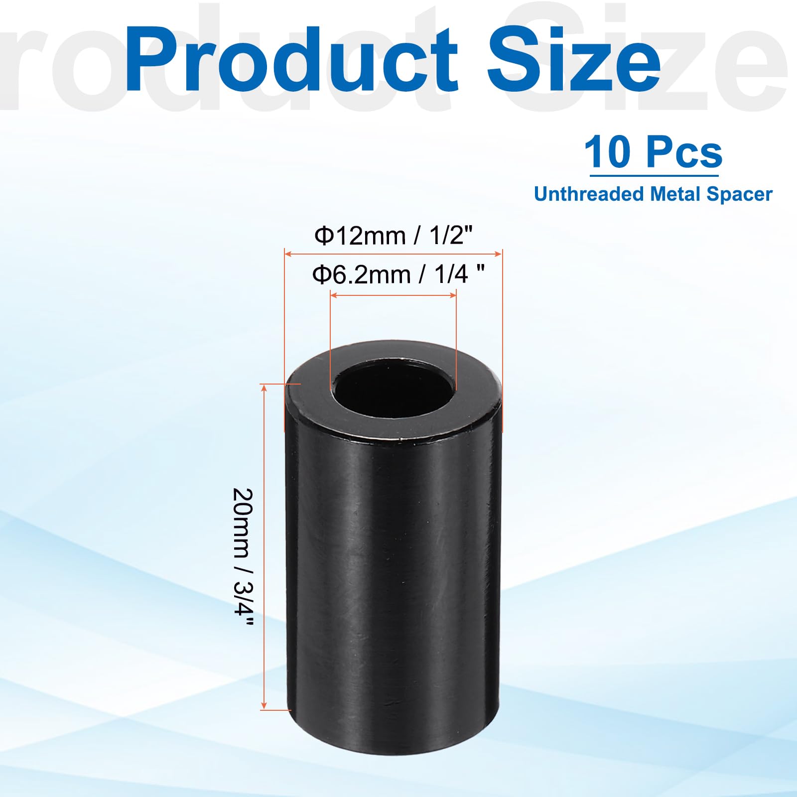 PATIKIL 10pcs M6 Aluminium Spacers, 1/4" ID x 1/2" OD Round Standoff Spacer - Image 2