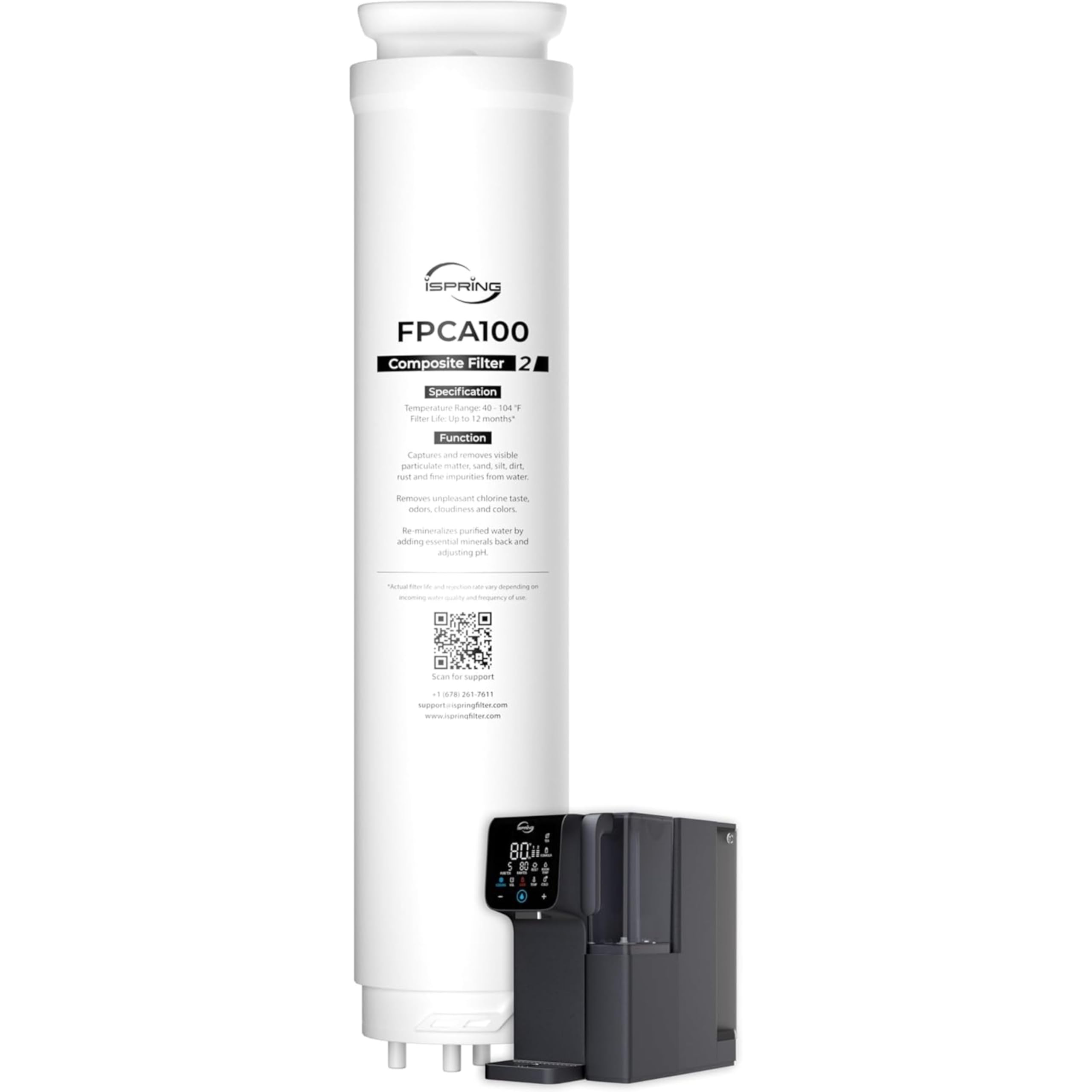 iSpring FPCA100 Ersatzfilter für RCD100HCG Countertop Umkehrosmose-System, Composite-Filter, mit PP-Sediment, Aktivkohle und alkalischen Medien, Austauschzyklus: Bis zu 12 Monate