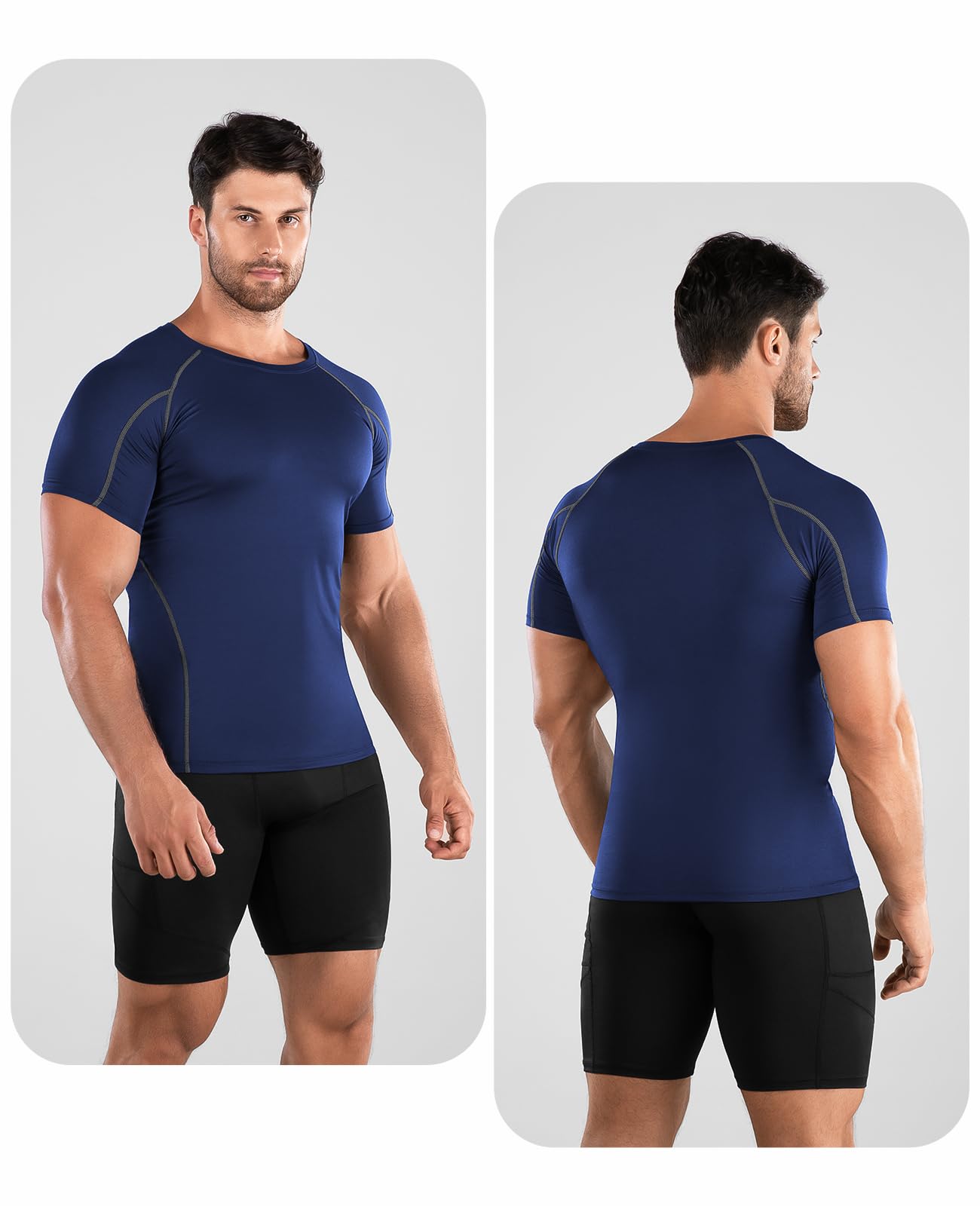 Niksa 2 Pezzi Fitness T-Shirt Maglia Compressione Uomo Maniche Corte Asciugatura Rapida Maglia da Sport per Corsa