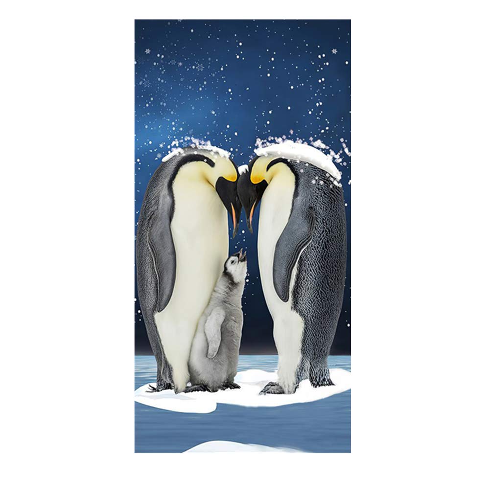 Fansu Grey Penguin Beach Towel Microfibre Large, Animal Print Microfibre Towel Lightweight Adults & Kids Travel Towel Quick Dry Summer Bath Towel For Holiday Travel Beach Swim (80X160cm,)
