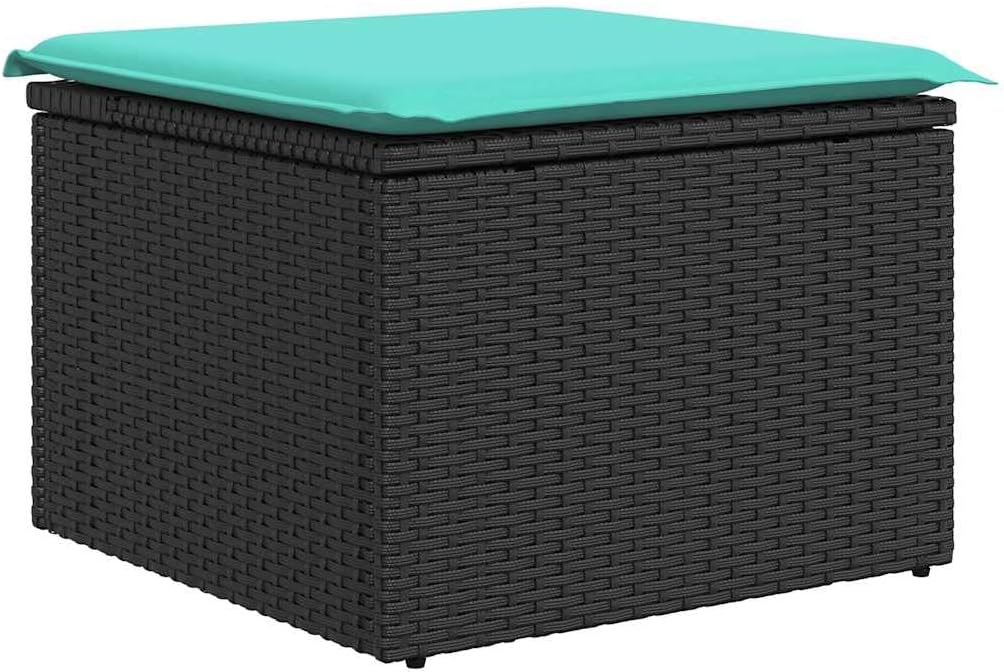 6 Piece Black Poly Rattan Garden Sofa Set with Cushions, Adjustable Tabletop, Removable Washable Covers, Storage Function, Versatile Footstool, Durable Steel Frame for Patio