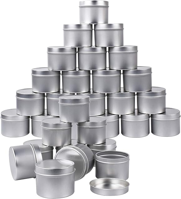 30 Pieces 4oz Metal Candle Tins, Candle Containers Storage Tins Candle Jars for Candle Making Arts, Crafts, Storage (Silver)
