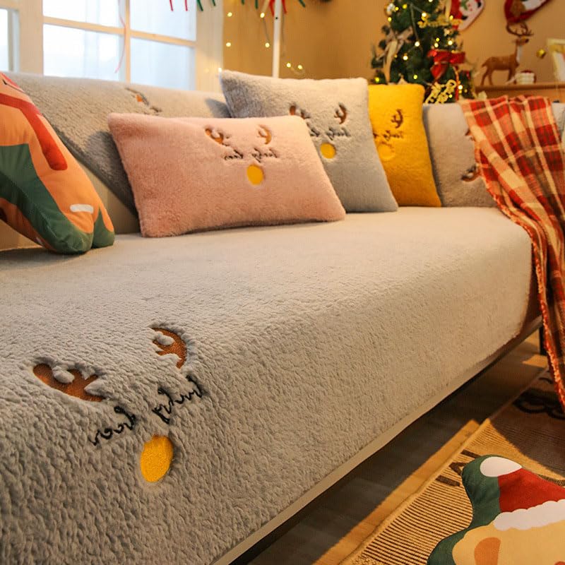 Chenille Fabric Furniture Protector Sofa Cover 1 2 3 Seater,Non-Slip Sofa Slipcovers for Corner L Shape Sofa Cushion Covers Furniture Protector (70X90CM,Grey)