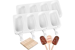 WMKGG Set of 2 Silicone Ice Cream Molds with 50 Wooden Sticks