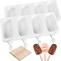Vista 11 de WMKGG Juego de Moldes de Silicona para Paletas, 2 PCS Moldes para Helado con 50 Palitos de Madera para Cake Pop, Ice Pop, Cakesicles