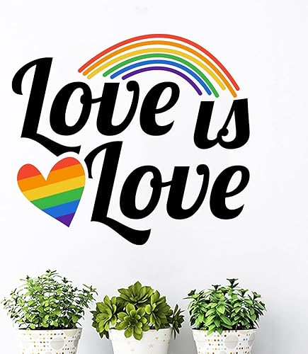 Calcomanía de vinilo para pared, diseño de corazón de arcoíris y orgullo LGBT, calcomanía de orgullo gay para pared, calcomanías de vinilo LGBT para