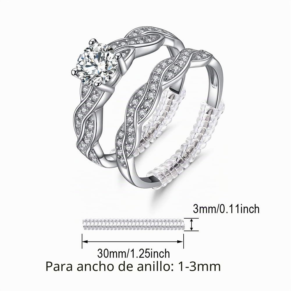 JewelryPalace Infinito Anillo Mujer Plata Diamante Simulado, 1.5ct Anillo de Compromiso Plata de Ley 925 Oro, Promiso Alianza Banda Boda Conjunto, Joyería de Aniversario
