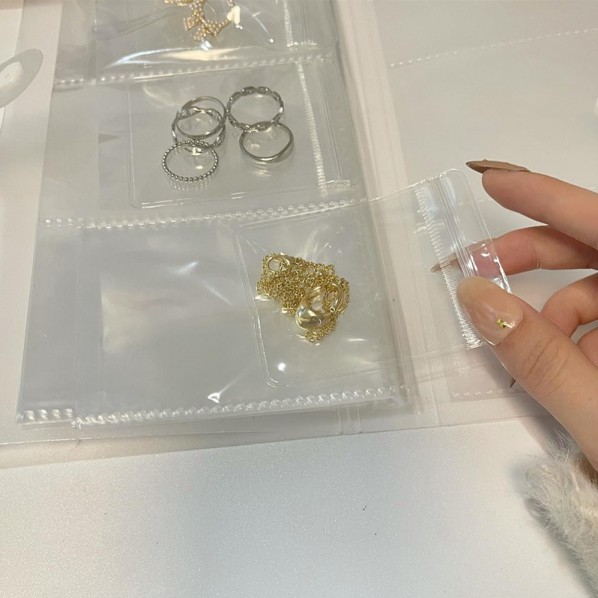 100pcs Portable Jewelry Keychain Sealing Bags Pvc Jewelry Storage Pouches for Necklace Ring